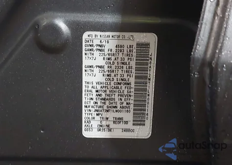 2020 Nissan Rogue S Fwd z USA, uszkodzony, nr VIN JN8AT2MT1LW001160